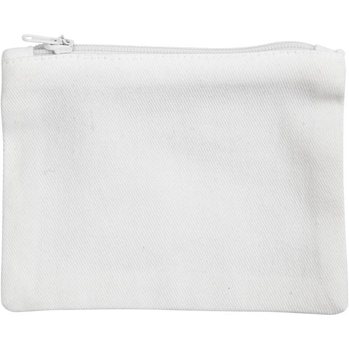 Portamonete in cotone, misura 9x12 cm, 210 g, bianco, 1 pz