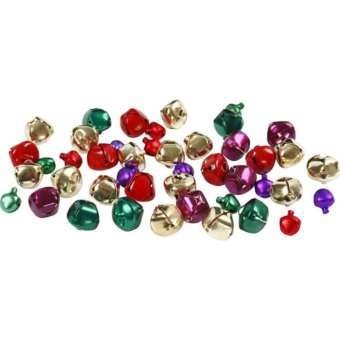 Campanellini - assortimento , diam 10+14 mm, colori metallici, 24 asst./ 1 conf.