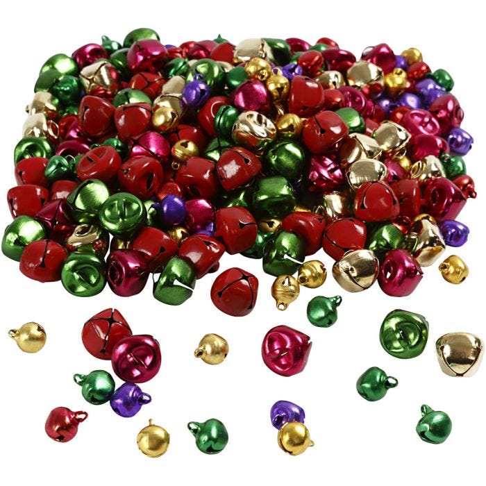 Campanellini - assortimento , diam 10+14 mm, colori metallici, 320 asst./ 1 conf.