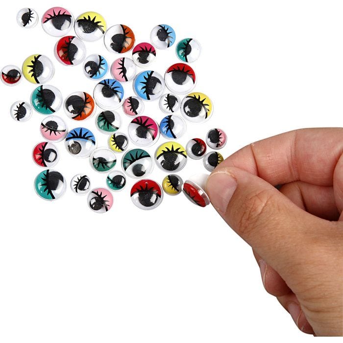 Occhi mobili, autoadesivi, diam 8-12 mm, 30 asst./ 1 conf.