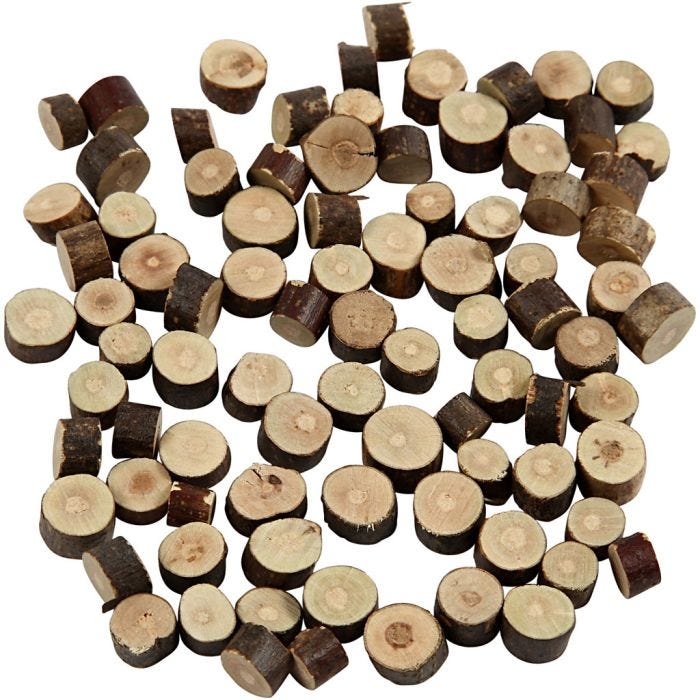 Mix di legno, diam 7-10 mm, spess. 4-5 mm, 230 g/ 1 conf.