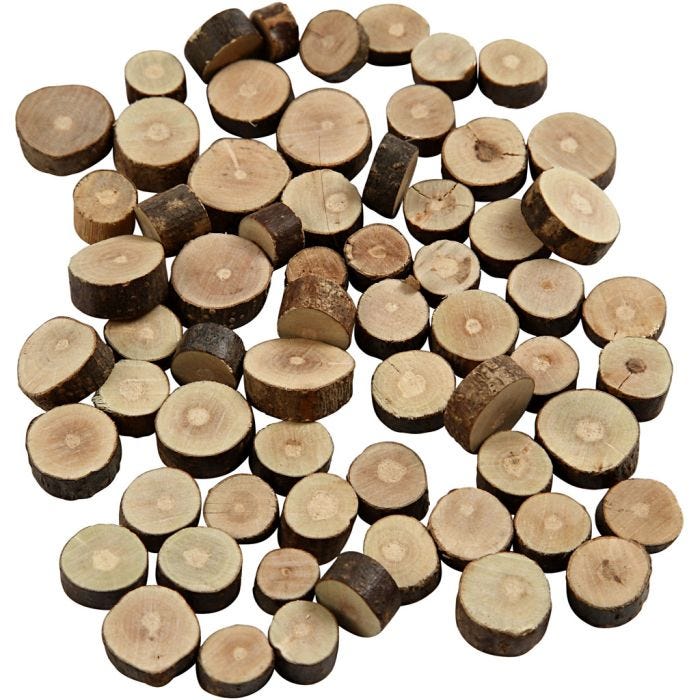 Mix di legno, diam 10-15 mm, spess. 5 mm, 230 g/ 1 conf.