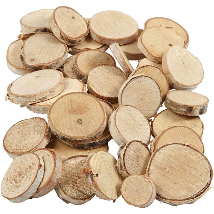 Mix di legno, diam 25-45 mm, spess. 7 mm, 600 g/ 1 conf.