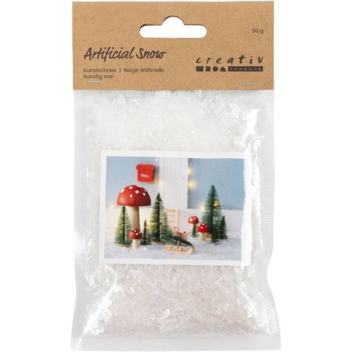 Neve artificiale, bianco glitter, 50 g/ 1 sacco
