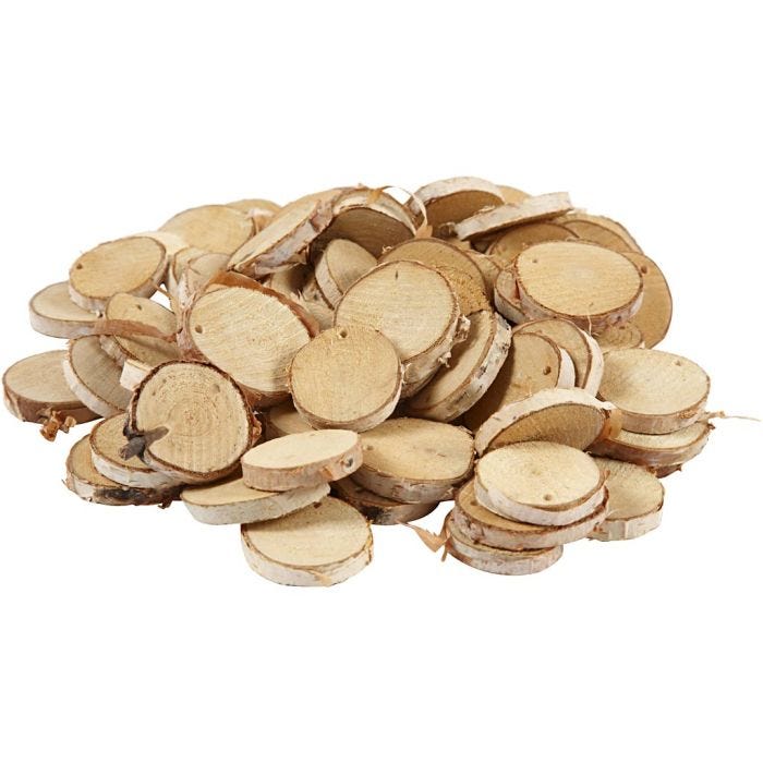 Fette di legno con foro, 35-45 mm, 4 mm, 7 mm, 500g/ 1 conf.