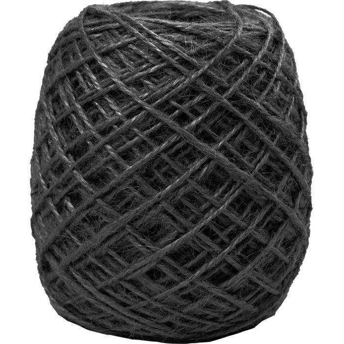 Nastro di canapa naturale, spess. 1-2 mm, nero, 150 m/ 1 rot.