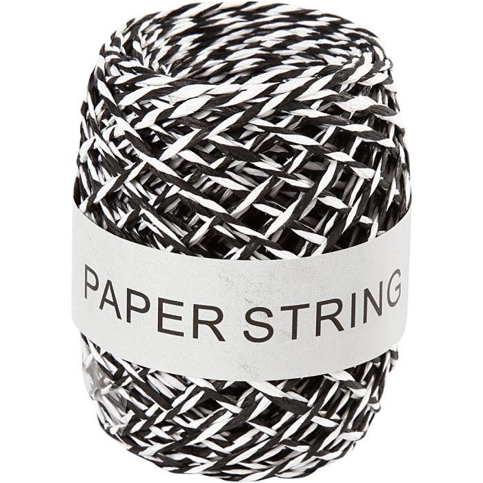 Corda di carta, spess. 1 mm, nero/bianco, 50 m/ 1 rot.