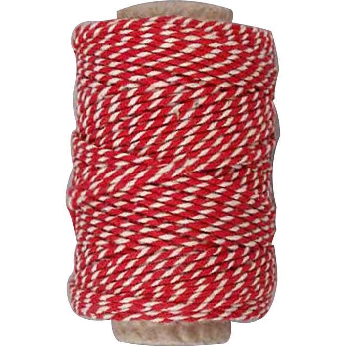 Cordino in cotone, spess. 1,1 mm, rosso/bianco, 50 m/ 1 rot.