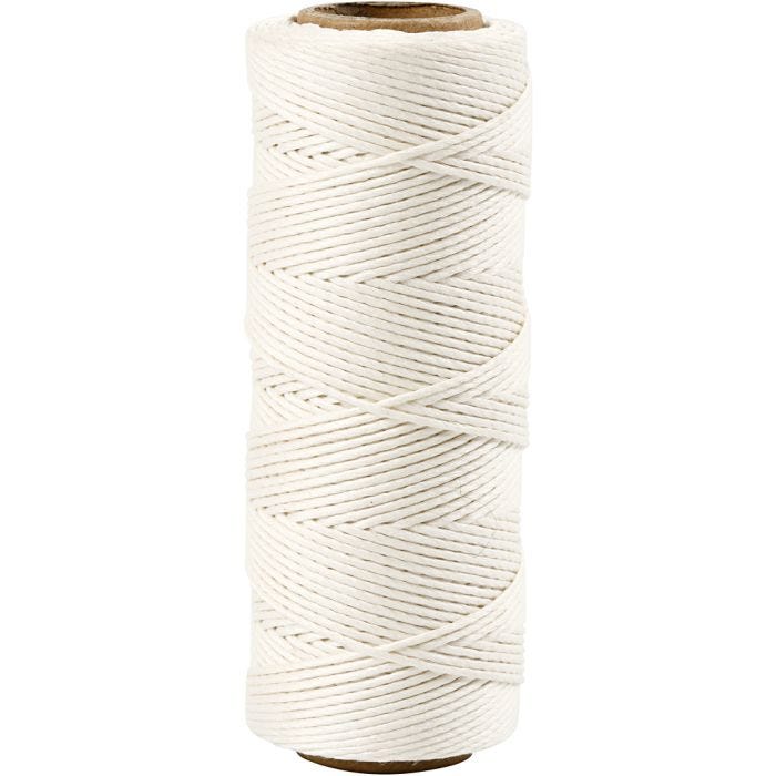 Filo di iuta, spess. 1 mm, bianco, 65 m/ 1 rot.