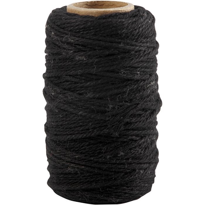 Cordino in cotone, spess. 1,1 mm, nero, 50 m/ 1 rot.