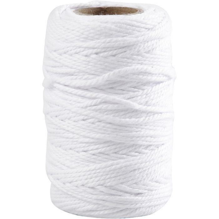 Cordino in cotone, spess. 1,1 mm, bianco, 50 m/ 1 rot.