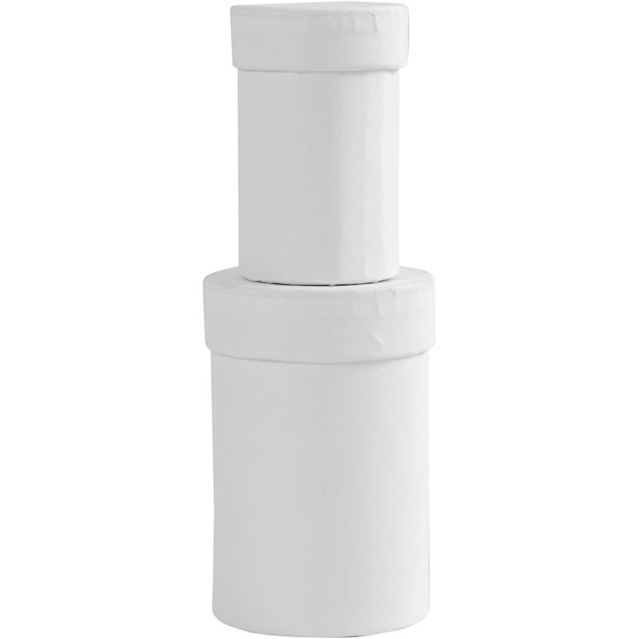 Scatole rotonde, H: 7+9 cm, misura 4,5+6 cm, bianco, 2 pz/ 1 set