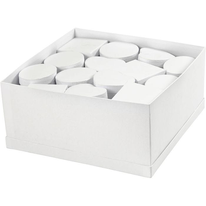 Scatole in confezione, H: 5 cm, diam 10-12 cm, bianco, 27 pz/ 1 conf.