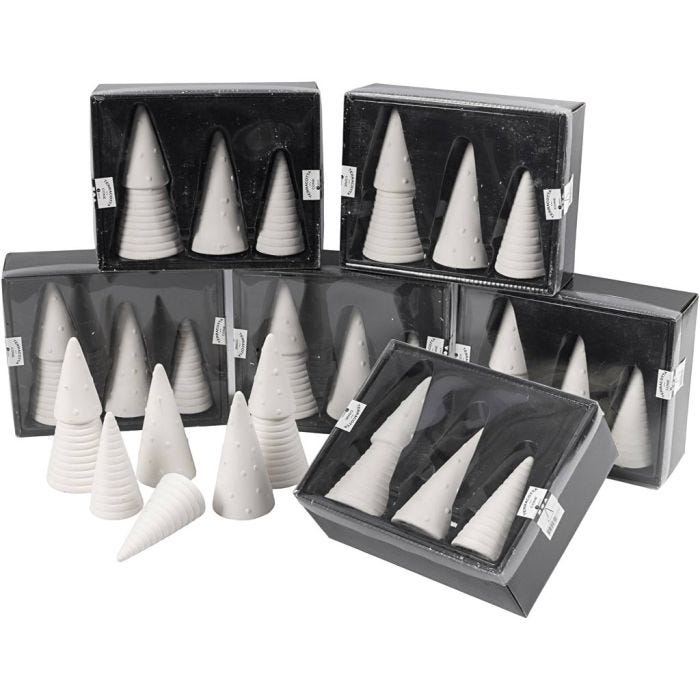 Alberi di Natale pendenti, H: 10+12+15 cm, diam 5+6+7 cm, 24 pz/ 1 conf.