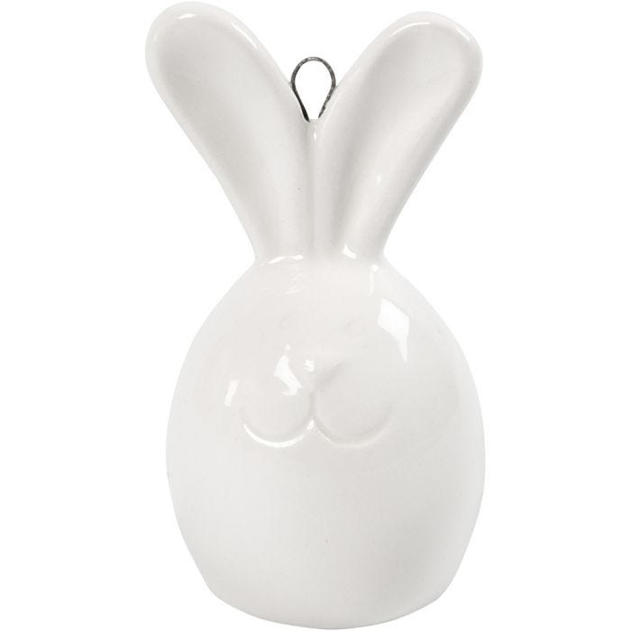 Coniglio, H: 6,7 cm, diam 3,6 cm, bianco, 3 pz/ 1 conf.