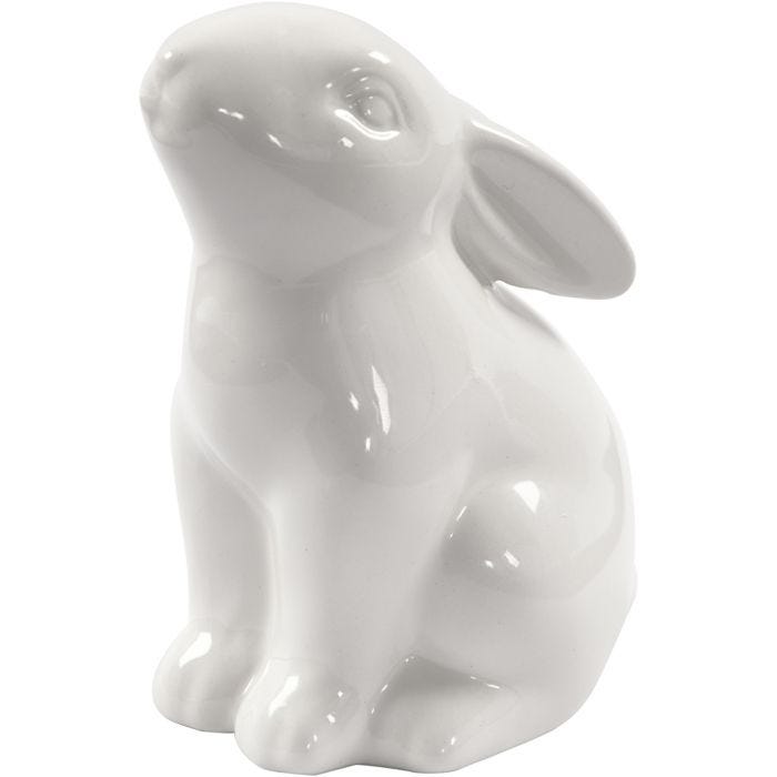 Coniglio, H: 9 cm, diam 5,5 cm, bianco, 12 pz/ 1 conf.