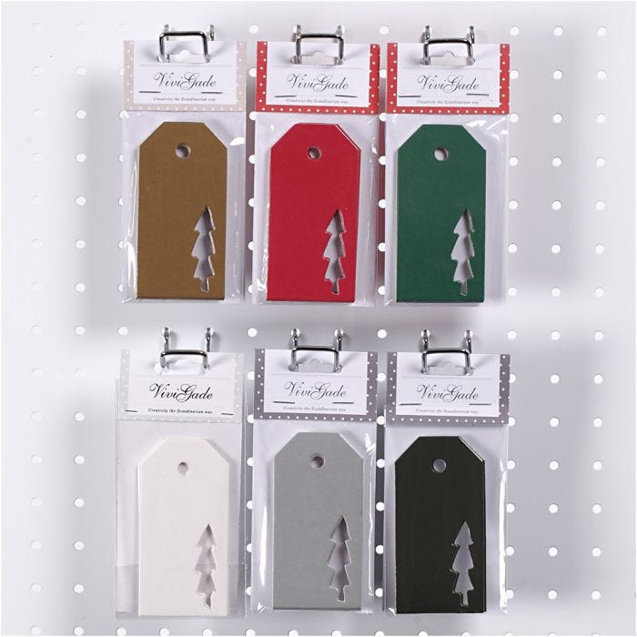 Etichette regalo, albero di Natale, misura 5x10 cm, 300 g, 6x10 conf./ 1 conf.