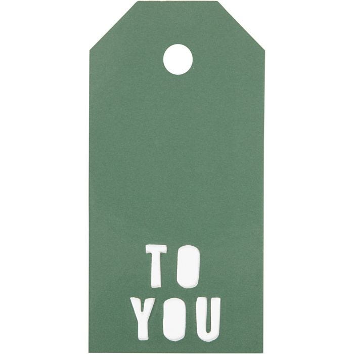 Etichette regalo, TO YOU, misura 5x10 cm, 300 g, verde, 15 pz/ 1 conf.
