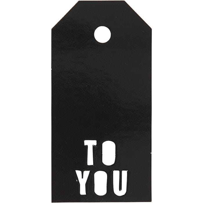Etichette regalo, TO YOU, misura 5x10 cm, 300 g, nero, 15 pz/ 1 conf.