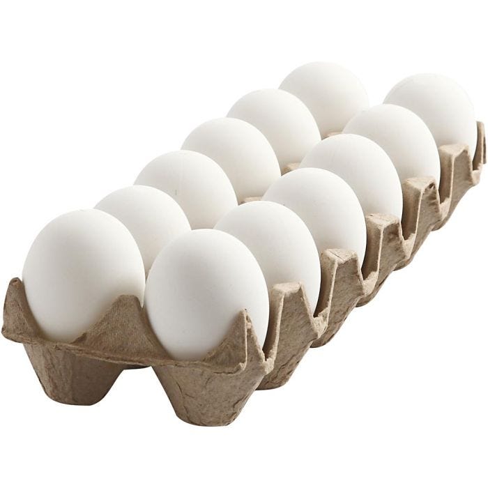 Uovo, H: 6 cm, bianco, 12 pz/ 1 conf.