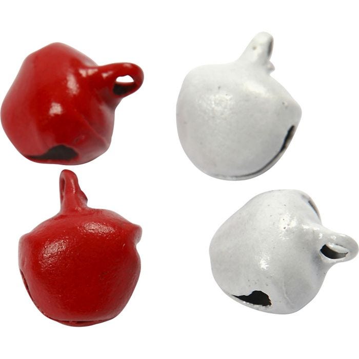 Campanellini, diam 8 mm, rosso/bianco, 50 pz/ 1 conf.