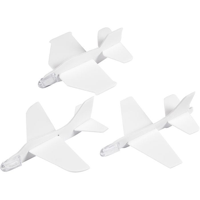 Aereoplani, L: 11,5-12,5 cm, L: 11-12 cm, bianco, 3 pz/ 1 conf.