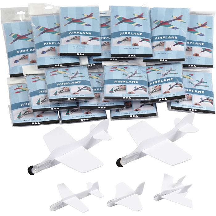 Aereoplani, L: 11,5-19 cm, L: 11-17,5 cm, bianco, 50 pz/ 1 conf.