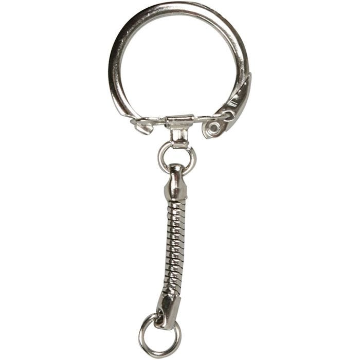 Portachiavi con catena, L: 6 cm, diam 2,3 cm, 25 pz/ 1 conf.