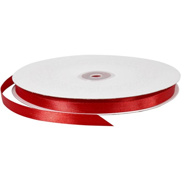 Nastro di raso, L: 10 mm, rosso, 100 m/ 1 rot.