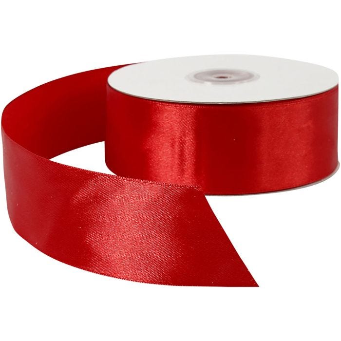 Nastro di raso, L: 38 mm, rosso, 50 m/ 1 rot.