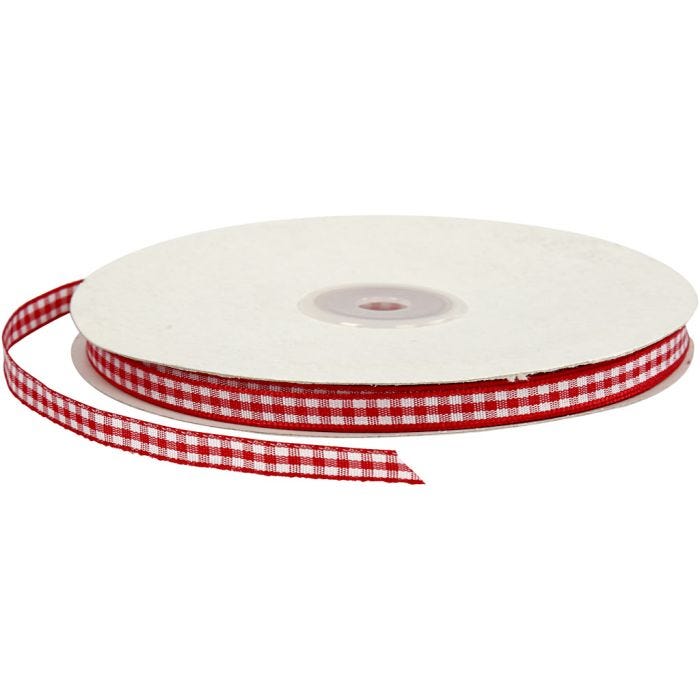 Nastro quadrettato, L: 6 mm, rosso/bianco, 50 m/ 1 rot.