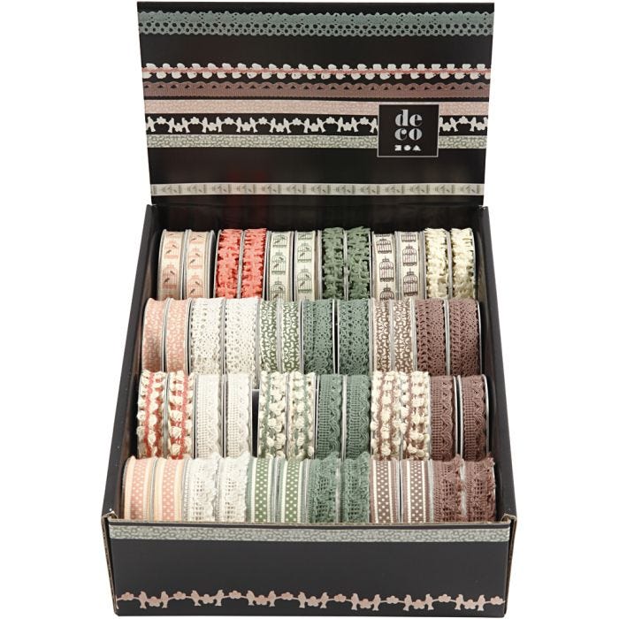 Nastro decorativo, L: 10-15 mm, 48x2 m/ 1 conf.