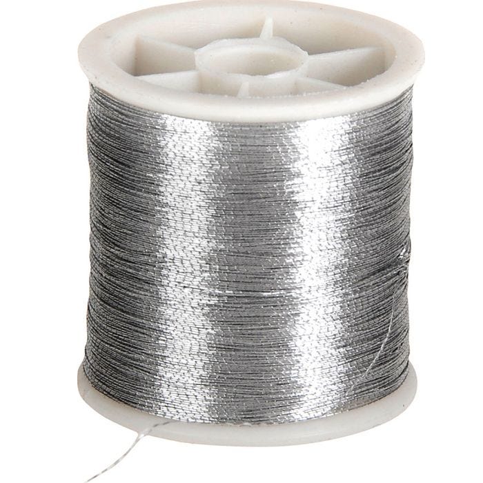 Filo per Cucire, spess. 0,15 mm, argento, 100 m/ 1 rot.