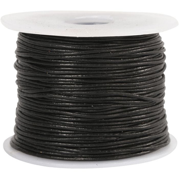 Corda di cuoio, spess. 1 mm, nero, 50 m/ 1 rot.