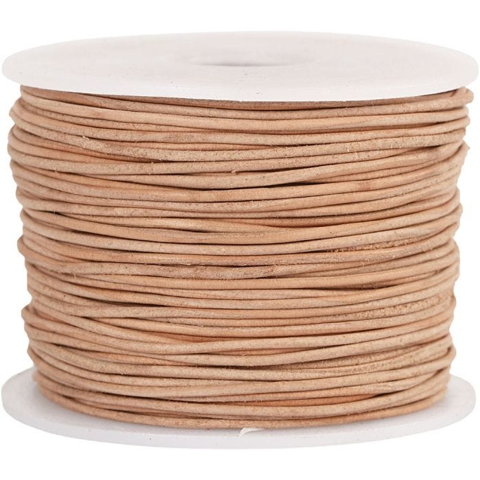 Corda di cuoio, spess. 1 mm, beige, 50 m/ 1 rot.