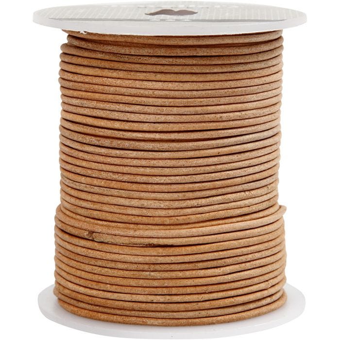 Corda di cuoio, spess. 2 mm, beige, 50 m/ 1 rot.