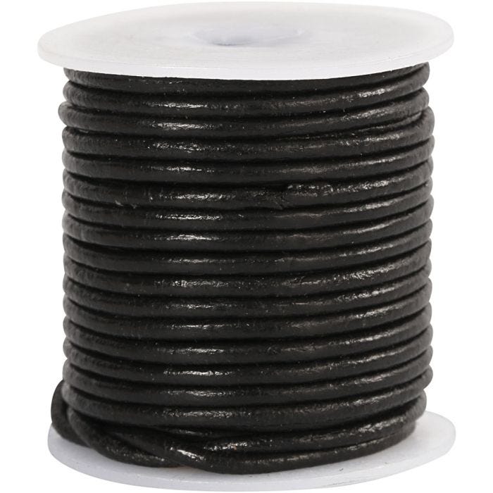 Corda di cuoio, spess. 2 mm, nero, 10 m/ 1 rot.