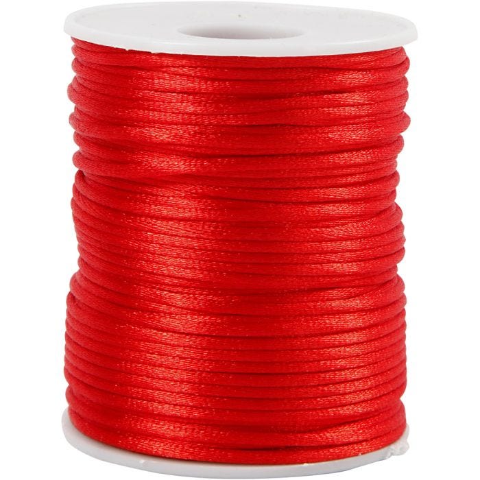 Corda di raso, spess. 2 mm, rosso, 50 m/ 1 rot.