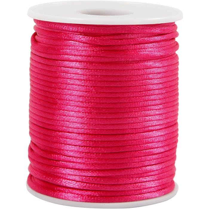 Corda di raso, spess. 2 mm, rosa, 50 m/ 1 rot.