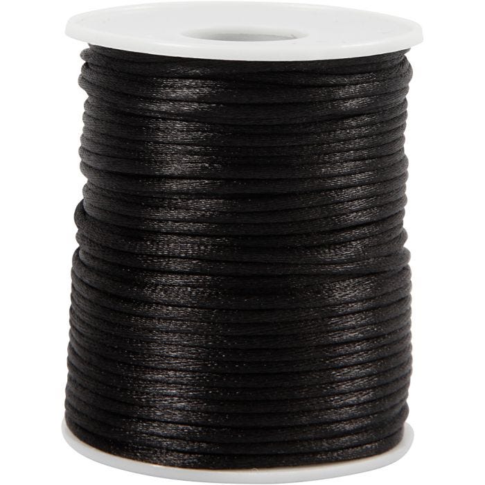 Corda di raso, spess. 2 mm, nero, 50 m/ 1 rot.