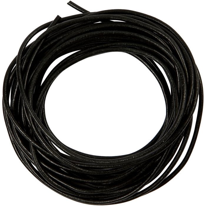 Corda di cuoio, spess. 2 mm, nero, 4 m/ 1 rot.