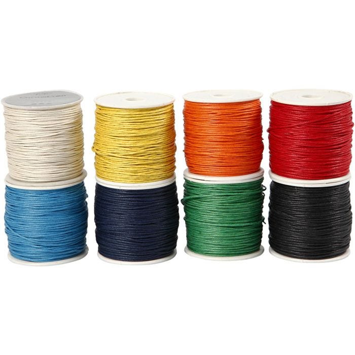 Laccio di cotone, spess. 1 mm, colori asst., 8x40 m/ 1 conf.