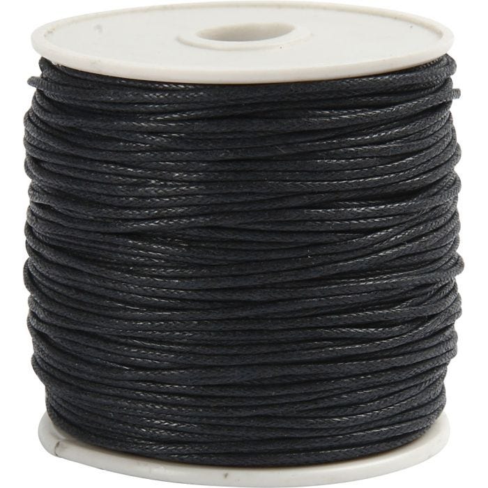 Laccio di cotone, spess. 1 mm, nero, 40 m/ 1 rot.