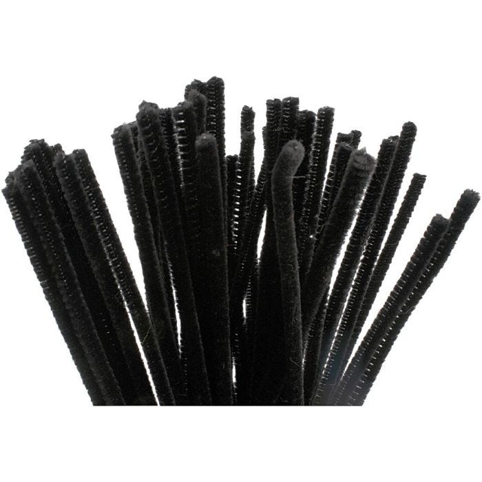 Ciniglia, L: 30 cm, spess. 6 mm, nero, 50 pz/ 1 conf.