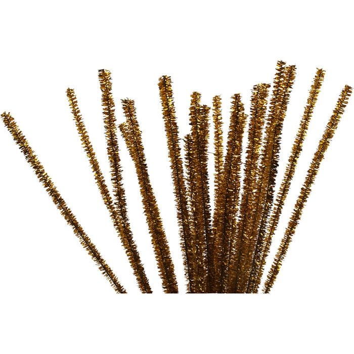Ciniglia, L: 30 cm, spess. 6 mm, glitter, oro, 24 pz/ 1 conf.