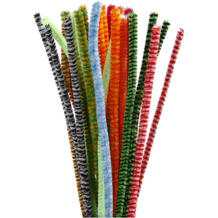 Ciniglia, A strisce, L: 30 cm, spess. 6 mm, colori asst., 30 asst./ 1 conf.