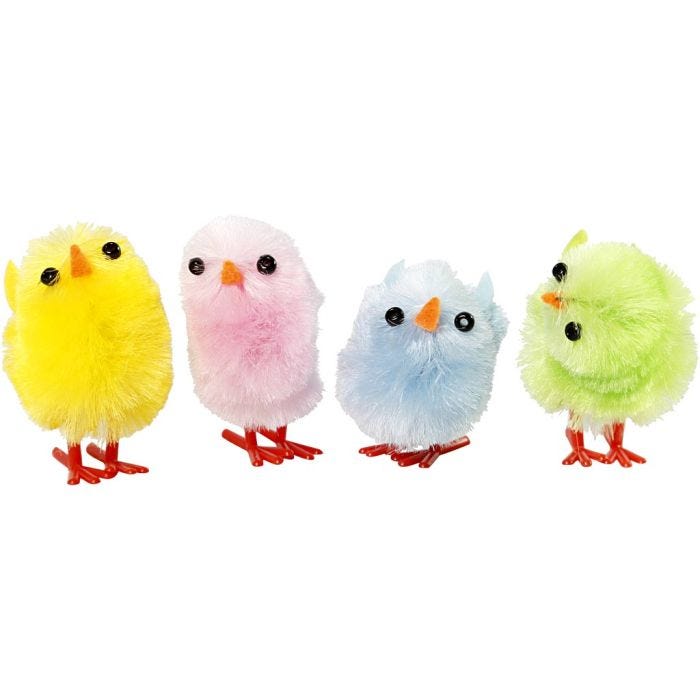 Pulcini di Pasqua, H: 30 mm, colori pastello, 12 pz/ 1 conf.