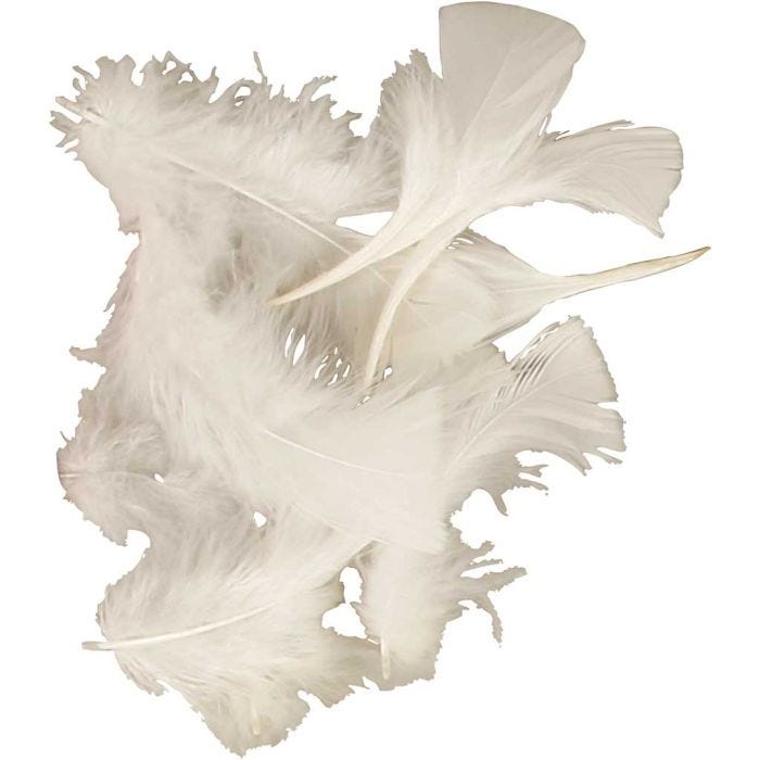 Piume, misura 7-8 cm, bianco, 50 g/ 1 conf.