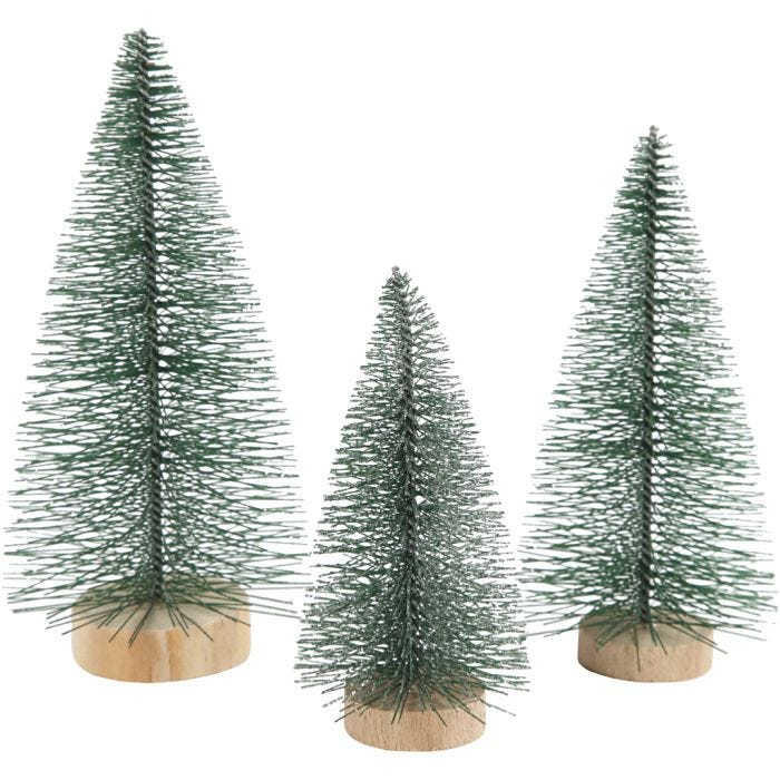 Abeti di Natale, H: 10+13+14 cm, 3 pz/ 1 conf.