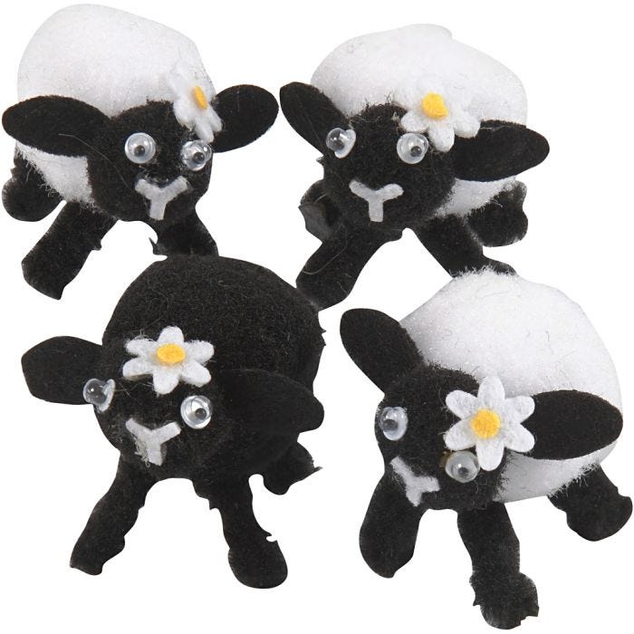 Agnelli pasquali, H: 35 mm, nero, bianco, 4 pz/ 1 conf.